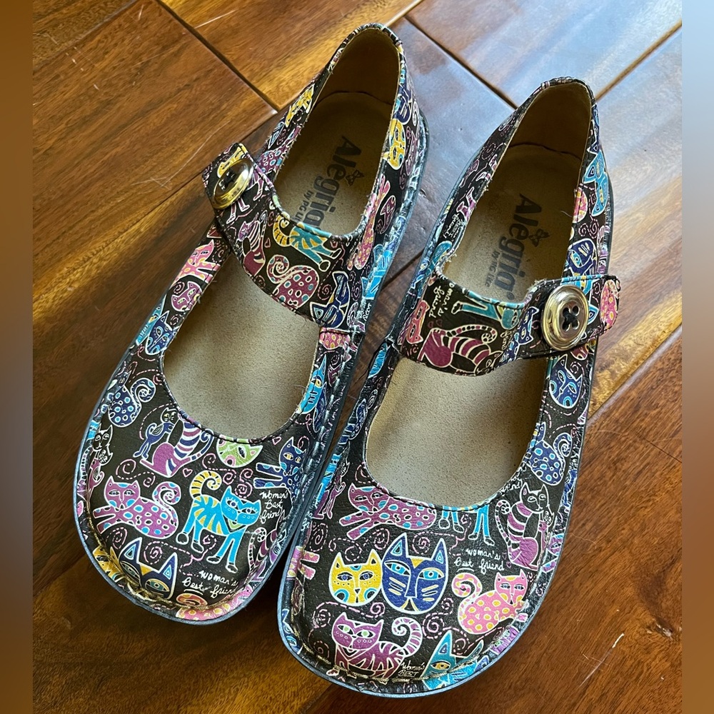 Alegria Cat Print Mary Jane Shoes size 38
